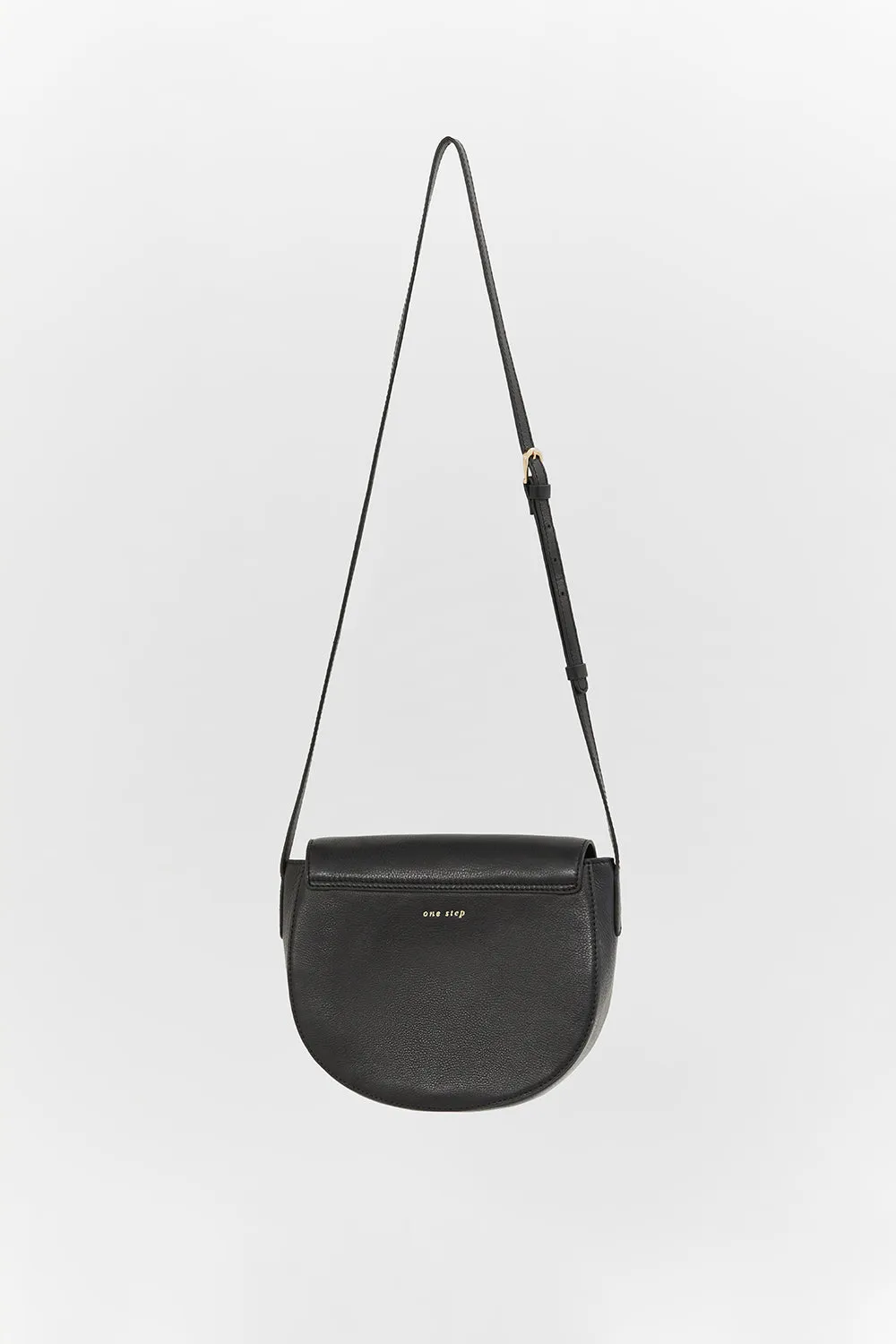 ALIBY - Sac besace noire en cuir lisse - petit modèle
