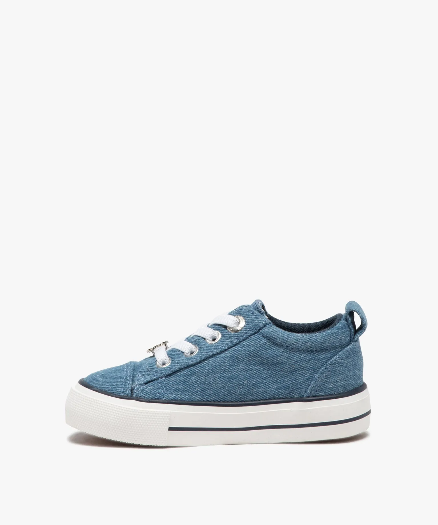 baskets bebe fille en toile unie avec details brodes - lulucastagnette bleu baskets et tennis