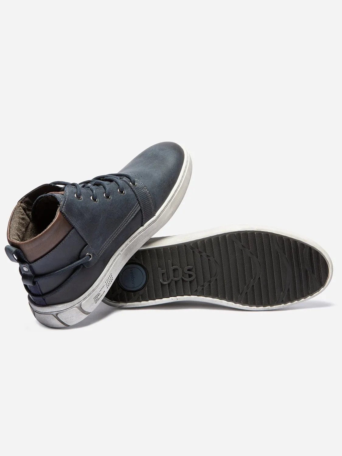 Baskets Montantes Homme Purefoam Cuir Marine tbs