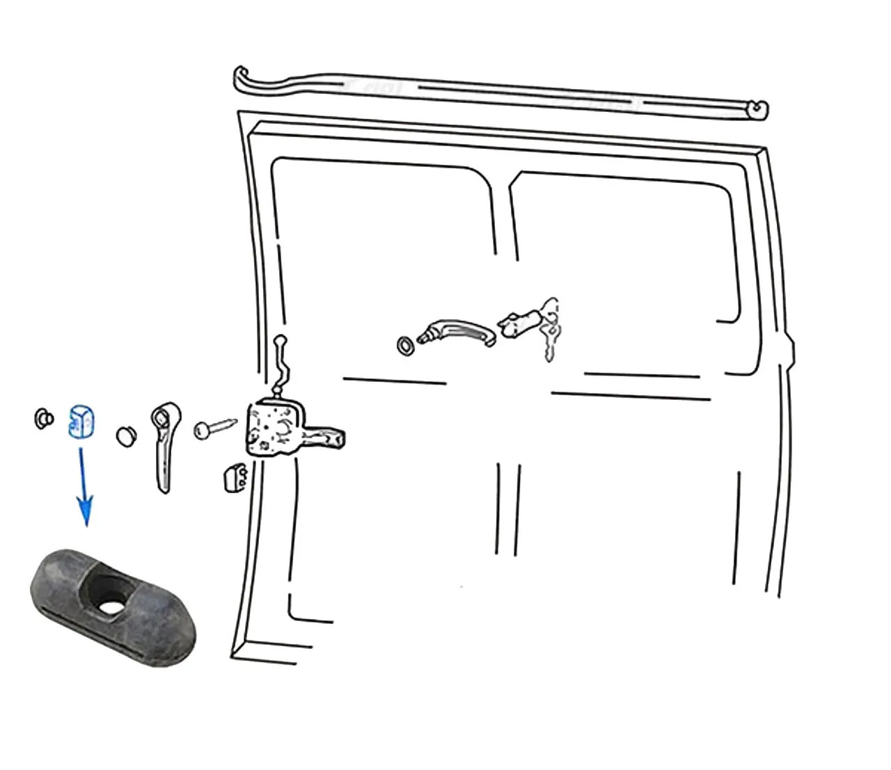 Butée caoutchouc porte coulissante VW Combi Vw Combi 04\/63-08\/75 Bus T3 5\/79-7\/84