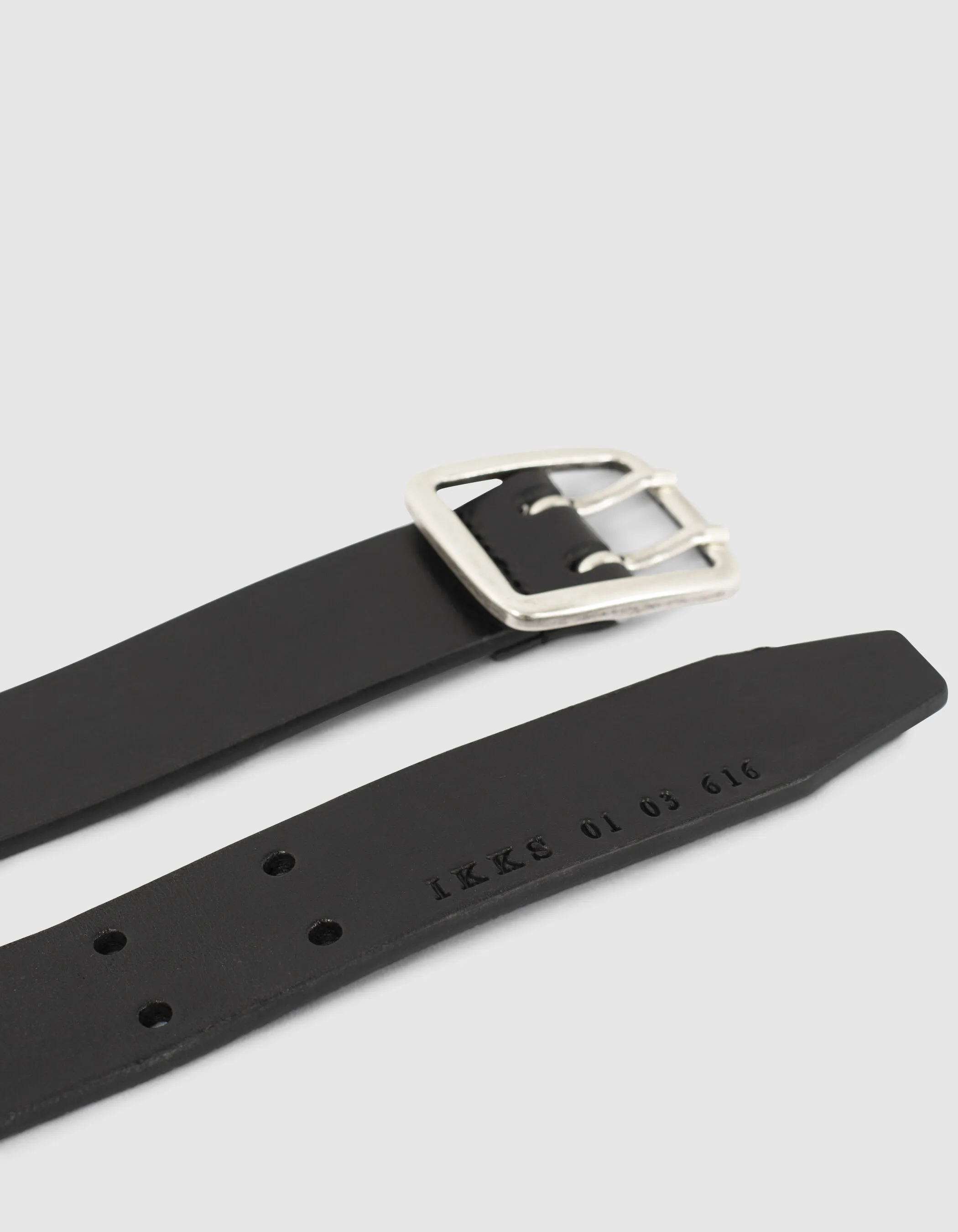 Ceinture noire en cuir à double ardillon Homme