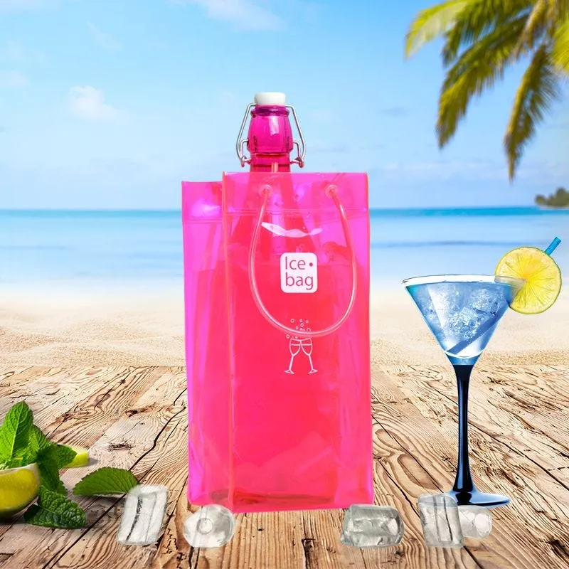Ice.bag® classic pink - rafraîchisseur 1 bouteille 11+11x25,5cm x24 pcs