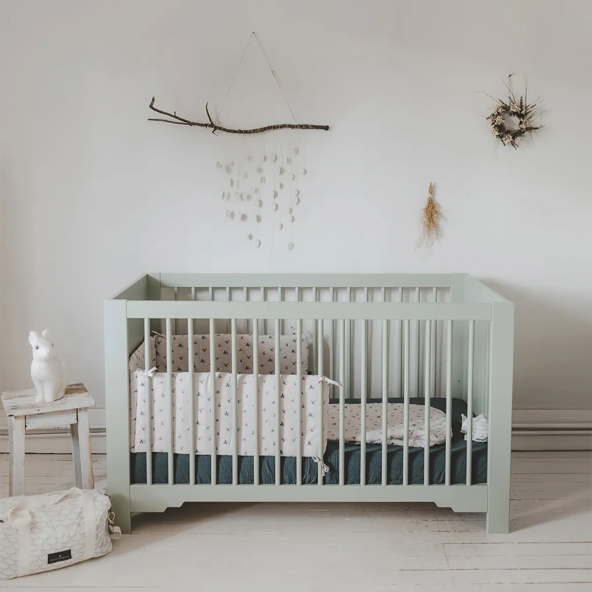Lit Bébé Evolutif Montmartre Vert Sauge - 70 x 140 cm