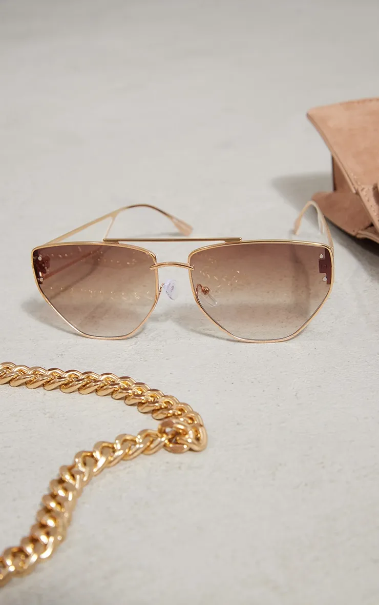 Lunettes de soleil aviateur fines marron