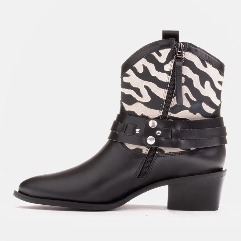 Marco Shoes Bottes de cowboy Kaja avec une ceinture décorative le noir
