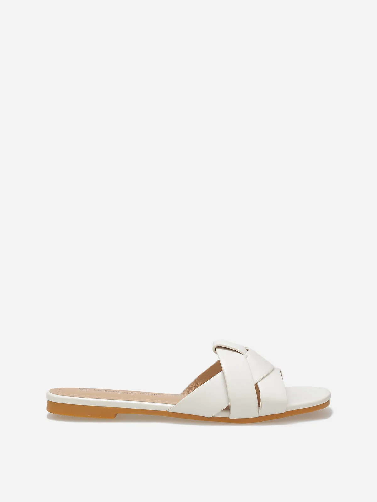 Mules plates à brides entrecroisées- Blanc