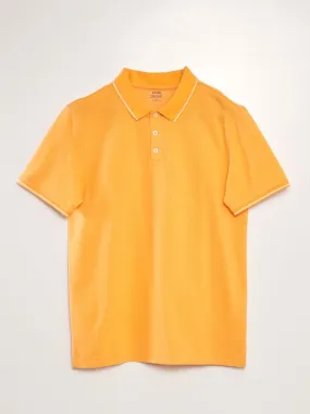 Polo en piqué de coton effet moucheté - Orange
