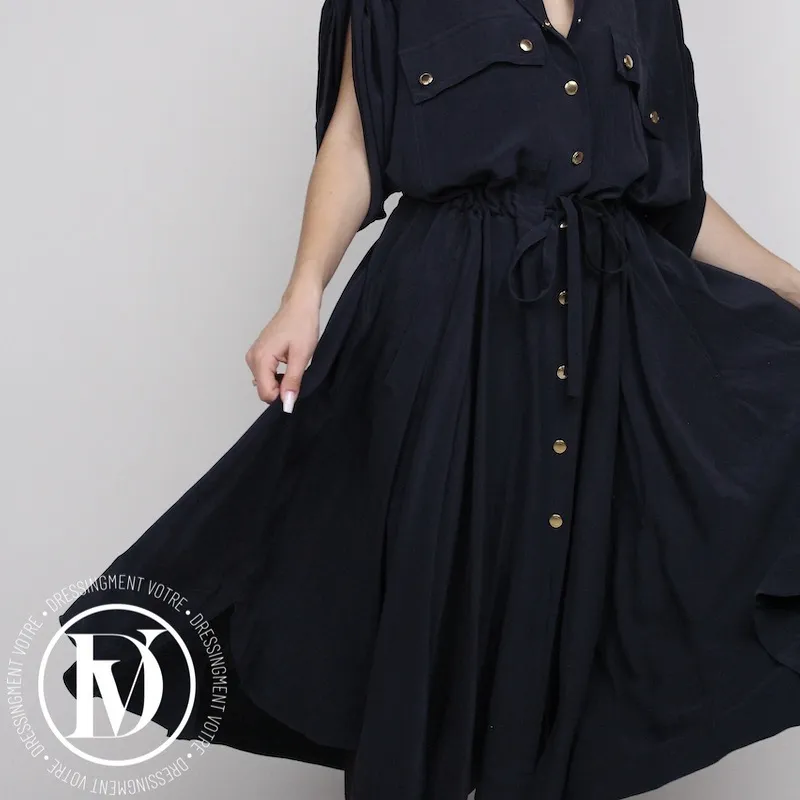 Robe en soie bleu marine t.38 – Chloé