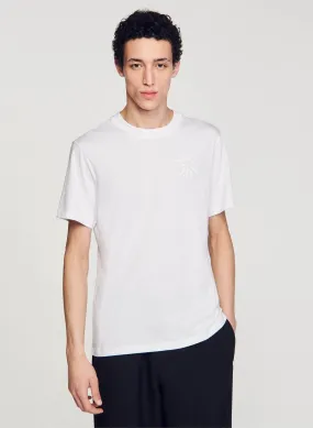 SANDRO  Tee-shirt col rond en coton - Blanc