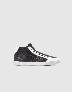 Sneakers montantes noires pailletées étoile Femme