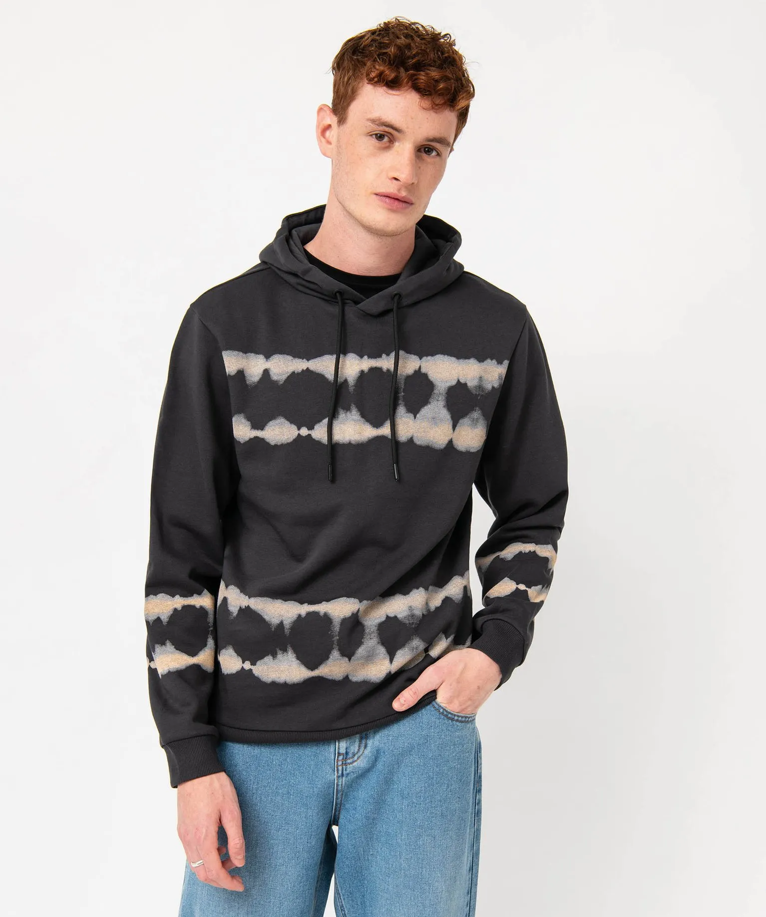 sweat a capuche effet tie and dye homme gris sweats