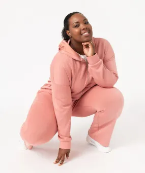 sweat a capuche zippe femme grande taille rose sweats