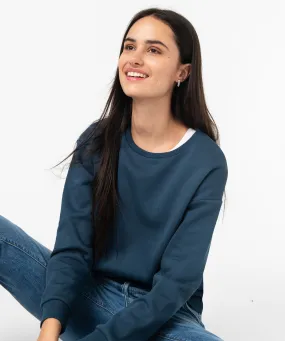 sweat en molleton coupe loose uni femme bleu sweats